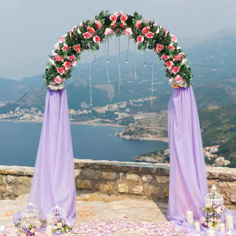 ZWYOQI 16 FT Fake Rose Vine Garland Artificial Flowers Plants Hanging Rose Ivy Home Hotel Office Wedding Party Garden DÃ©cor (Pink/2PCS) - Image 5